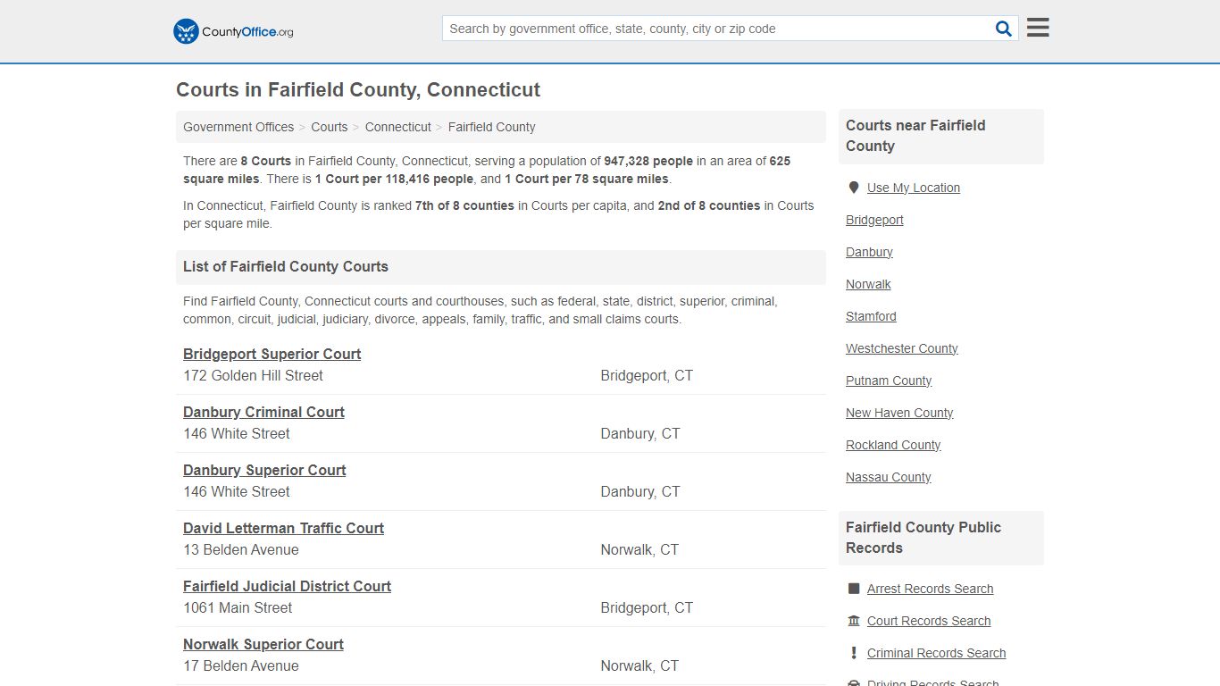 Courts - Fairfield County, CT (Court Records & Calendars)